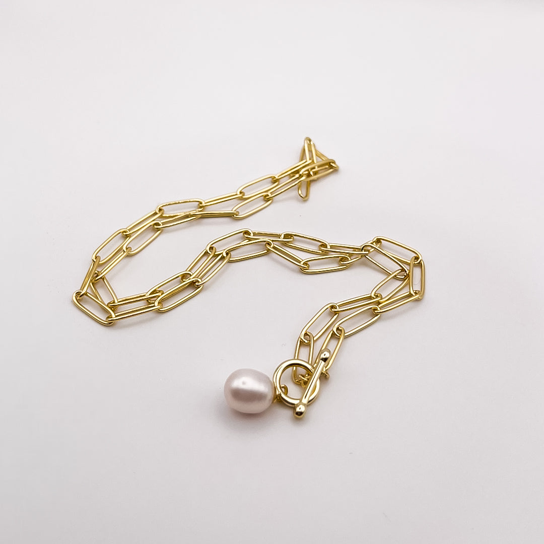 Paperclip Pearl Necklace